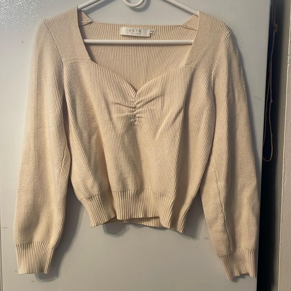 ASTR THE LABEL Long Sleeve Sweetheart Neck Cropped Sweater Size XL